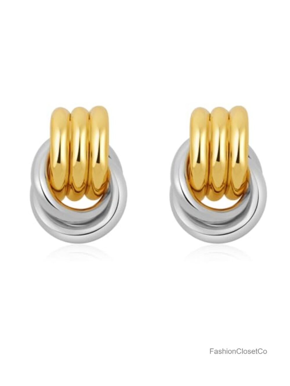SHERLOVE 18k Gold Plated Chunky Knotted Drop Dangle Earrings